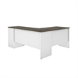 Pemberly Row Modern Wood L Shaped Computer Desk in Walnut Gray/White