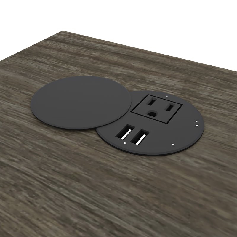 Pemberly Row Modern Wood L Shaped Computer Desk in Walnut Gray/White