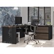 Pemberly Row 4 Piece L Shaped Computer Desk in Antigua and Black