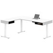 Pemberly Row L Shaped Adjustable Standing Desk in White and Black