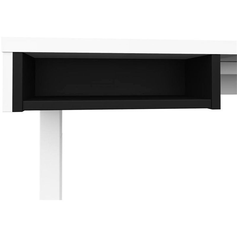 Pemberly Row L Shaped Adjustable Standing Desk in White and Black