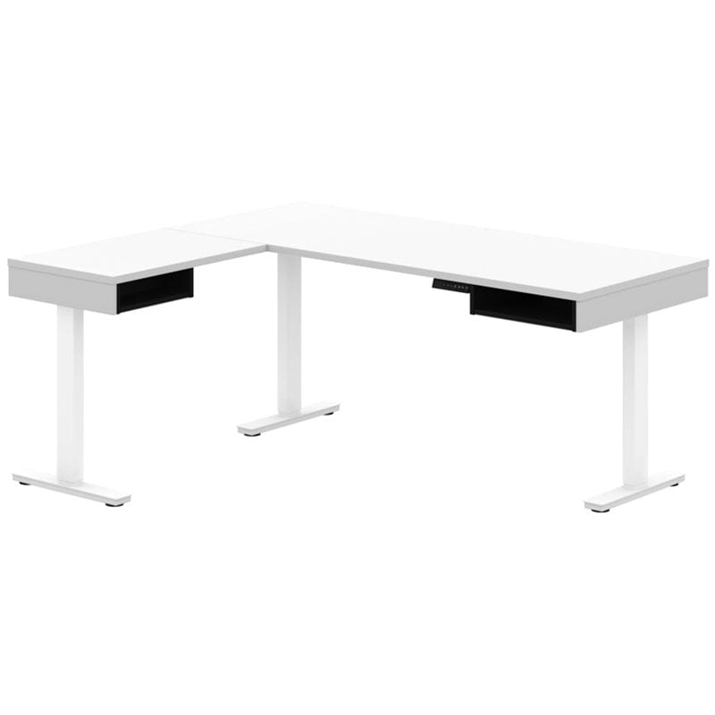Pemberly Row L Shaped Adjustable Standing Desk in White and Black