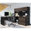 Pemberly Row 5 Piece L Shaped Computer Desk with Hutch in Antigua and Black