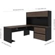 Pemberly Row 5 Piece L Shaped Computer Desk with Hutch in Antigua and Black