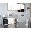 Pemberly Row L Shaped Adjustable Standing Desk with Credenza and Monitor Arms