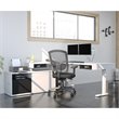 Pemberly Row L Shaped Adjustable Standing Desk with Credenza and Monitor Arms