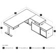 Pemberly Row L Shaped Adjustable Standing Desk with Credenza and Monitor Arms