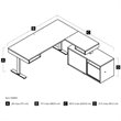 Pemberly Row L Shaped Adjustable Standing Desk with Credenza and Monitor Arms