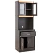 Pemberly Row Kitchen Cabinet 1 Drawer and Space for Microwave in Black/Beige