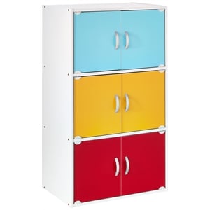 Pemberly Row 3 Shelf 6 Door Multi-Purpose Wooden Bookcase in Multi-color Finish