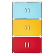 Pemberly Row 3 Shelf 6 Door Multi-Purpose Wooden Bookcase in Multi-color Finish