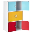 Pemberly Row 3 Shelf 6 Door Multi-Purpose Wooden Bookcase in Multi-color Finish