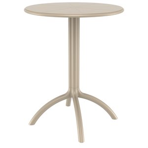 pemberly row contemporary round patio bistro table in taupe