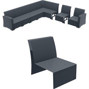 pemberly row modern patio armless chair in dark gray