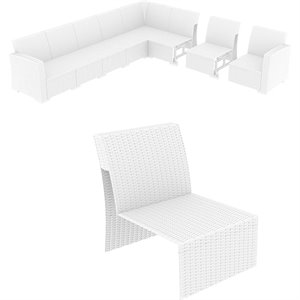 pemberly row modern patio armless chair in white