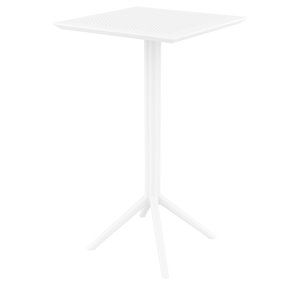 pemberly row 24 inch square folding bar table in white finish