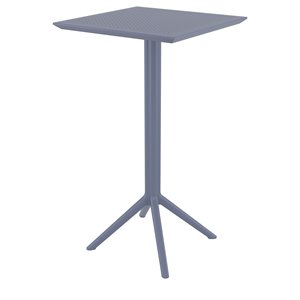 pemberly row 24 inch square folding bar table in dark gray finish
