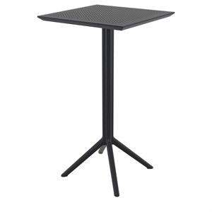 pemberly row 24 inch square folding bar table in black finish