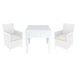 pemberly row modern 3 piece wickerlook patio conversation set in white