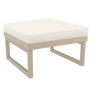 pemberly row modern ottoman in taupe with acrylic fabric natural cushion