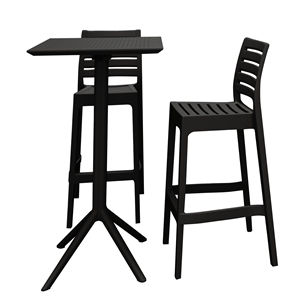 pemberly row contemporary ares square bar set with 2 barstools black