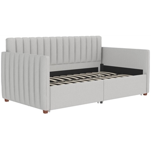 pemberly row daybed with storage drawers twin size in gray linen