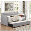Pemberly Row Contemporary Upholstered Daybed with Trundle in Gray