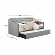 Pemberly Row Contemporary Upholstered Daybed with Trundle in Gray
