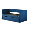 Pemberly Row Contemporary Fabric Upholstered Daybed with Trundle in Blue