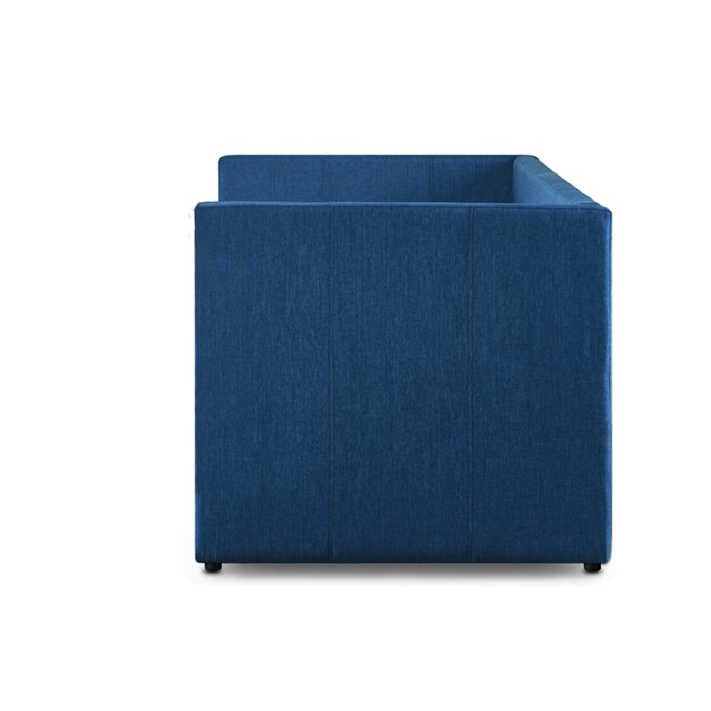 Pemberly Row Contemporary Fabric Upholstered Daybed with Trundle in Blue