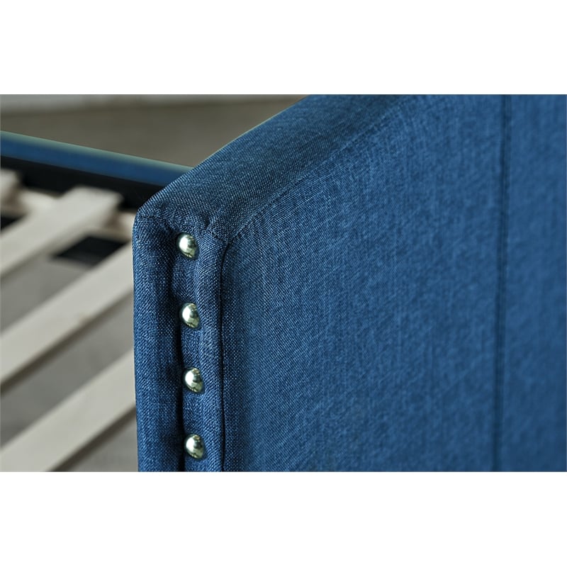 Pemberly Row Contemporary Fabric Upholstered Daybed with Trundle in Blue