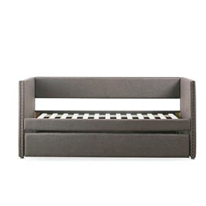 Pemberly Row Contemporary Upholstered Daybed with Trundle in Gray