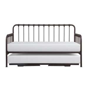 pemberly row traditional metal daybed with trundle in dark bronze