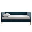 Pemberly Row Mid-Century Velvet Upholstered Daybed Full Size in Blue