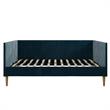 Pemberly Row Mid-Century Velvet Upholstered Daybed Full Size in Blue