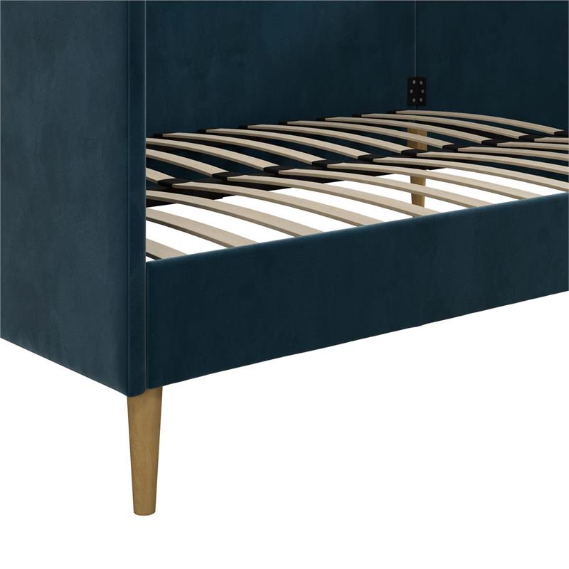 Pemberly Row Mid-Century Velvet Upholstered Daybed Full Size in Blue