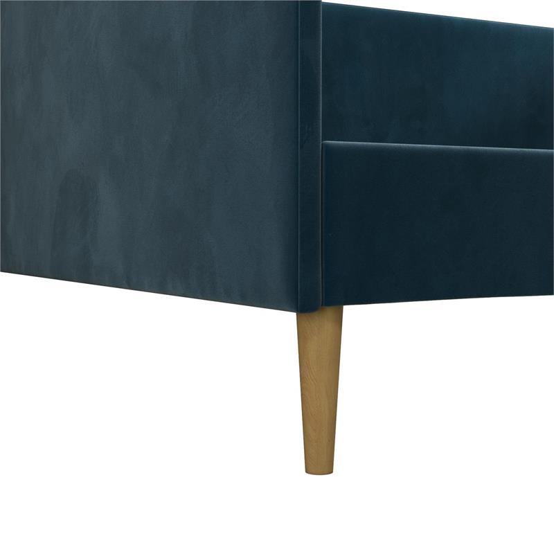 Pemberly Row Mid-Century Velvet Upholstered Daybed Full Size in Blue