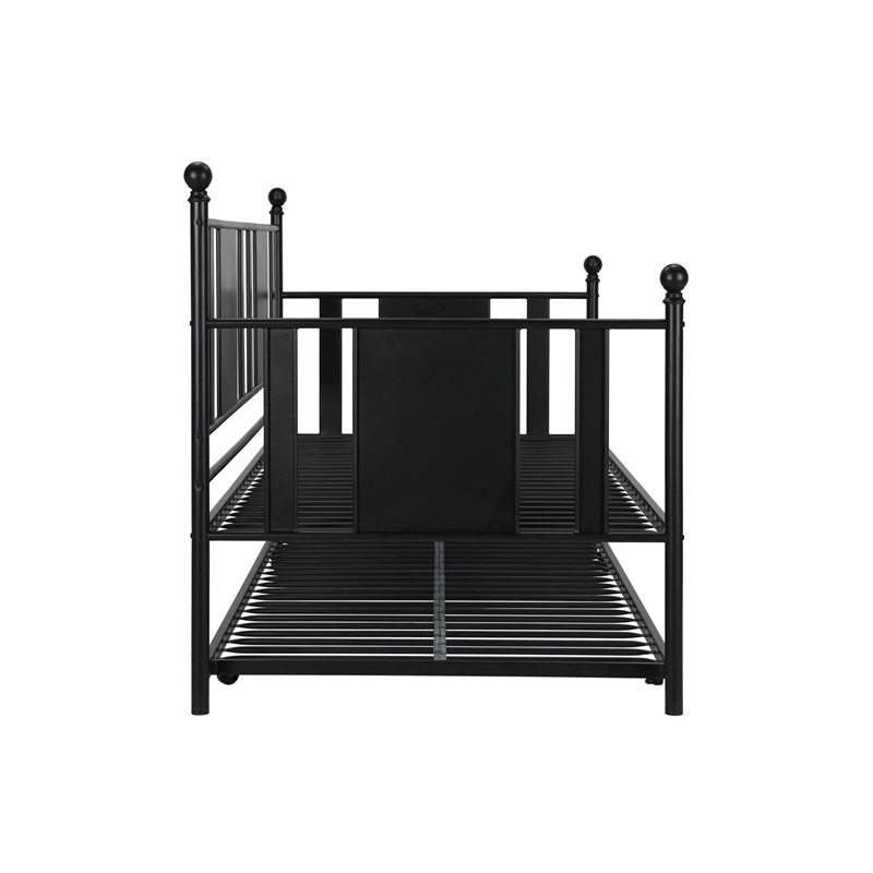 Pemberly Row Traditional Metal Full Daybed and Twin Trundle in Black