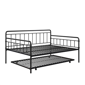 pemberly row traditional metal daybed and trundle full size in black