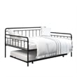 Pemberly Row Contemporary Metal Daybed and Trundle Full Size in Black