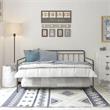 Pemberly Row Contemporary Metal Daybed and Trundle Full Size in Black