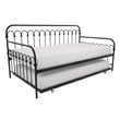 Pemberly Row Metal Twin Daybed with Roll Out Trundle in Black