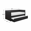 Pemberly Row Contemporary Faux Leather Daybed with Wood Frame in Black