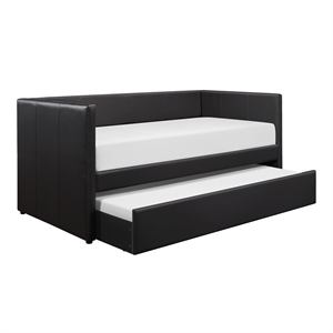 pemberly row contemporary faux leather daybed