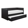 Pemberly Row Contemporary Faux Leather Daybed with Wood Frame in Black