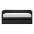 Pemberly Row Contemporary Faux Leather Daybed with Wood Frame in Black