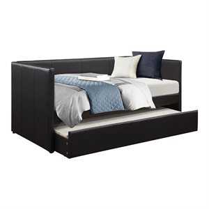 pemberly row contemporary faux leather daybed