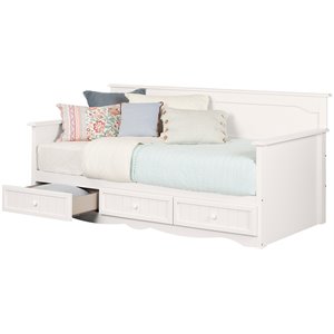pemberly row contemporary twin storage daybed in pure white