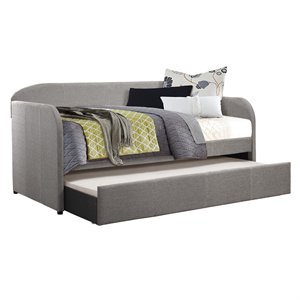 Pemberly Row Modern Upholstered Daybed with Trundle in Gray