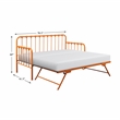 Pemberly Row Contemporary Metal Daybed with Trundle in Orange